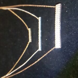 Sterling silver turkey 925 layered gold rose gold & silver bar necklace